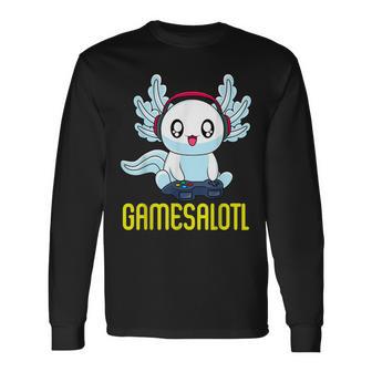 Gamesalotl Gamesolotl Gamer Gaming Axolotl Playsalotl Langarmshirts - Geschenkecke