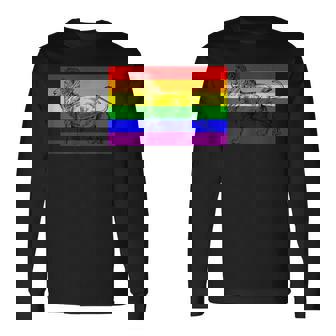 Gay Lion Pride Flag Rainbow Queer Lion Long Sleeve T-Shirt - Monsterry