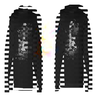 Gitarre Farben Bunte Musiker Gitarre Geschenk Für Gitarriste Langarmshirts - Geschenkecke
