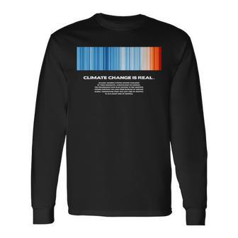 Global Warming Blue Red Stripe Climate Change Is Real Stop Langarmshirts - Geschenkecke