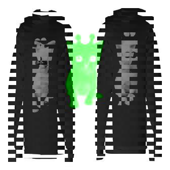 Gnarp Cat Silly Alien Cat Meme Brainrot Meme Funny Silly Cat Long Sleeve T-Shirt - Monsterry
