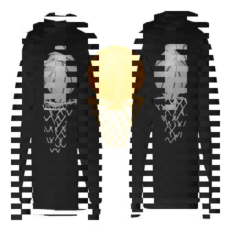 Golden Basketball Hoop With a Net Basketball Player Lover Long Sleeve T-Shirt - Monsterry
