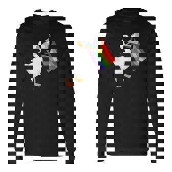 Goose New Inclusive Rainbow Pride Flag LGBTQIA Gay Pride Long Sleeve T-Shirt - Monsterry