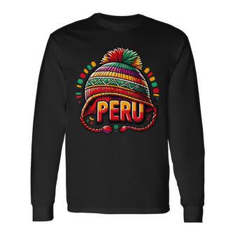 Grafico Multicolor Chullo Peruano Top Perú En Tu Corazón Camiseta de manga larga - Regaloses