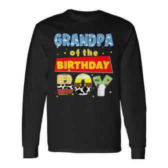 Grandpa Of The Birthday Boy Cowboy Family Party Decorations Long Sleeve T-Shirt - Thegiftio UK
