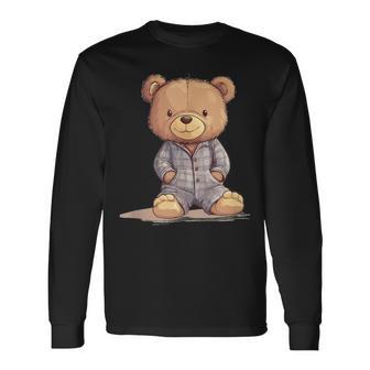 Great Teddy Bear In Soft And Cosy Pyjamas Langarmshirts - Geschenkecke