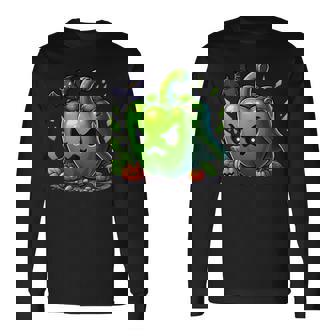 Green Pepper Graphic Vegetable Easy Halloween Costume Long Sleeve T-Shirt - Monsterry