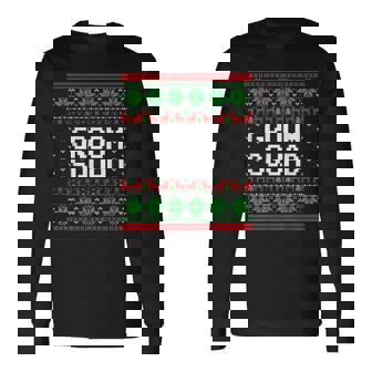Groom Squad Xmas Bachelor Party Ugly Christmas Sweater Long Sleeve T-Shirt - Monsterry