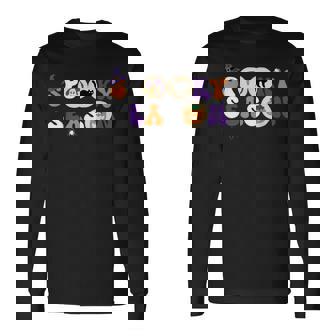 Groovy Spooky Season Sugar Cookie Cat Pumpkin Long Sleeve T-Shirt - Monsterry