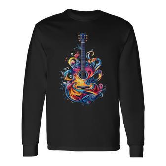 Guitar Player Watercolour Splash Guitar Langarmshirts - Geschenkecke