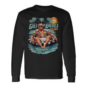 Gulf Of Usa America Est 2025 American Flag Gulf Mexico Long Sleeve T-Shirt - Thegiftio UK