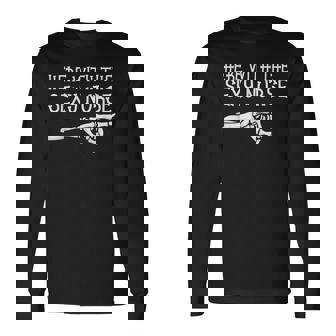 Halloween Couple Costume Skeleton Here With The Sexy Nurse Long Sleeve T-Shirt - Monsterry
