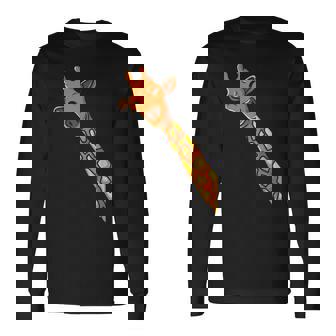 Happy Giraffe Animal Sketch Long Sleeve T-Shirt - Monsterry