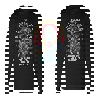 Happy Zombie Jesus Day Skeleton Horror Christ Halloween Long Sleeve T-Shirt - Thegiftio UK