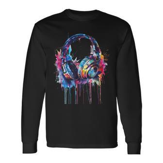 Headphones Music Dj Beatmaker Techno Splash House Music Edm Langarmshirts - Geschenkecke