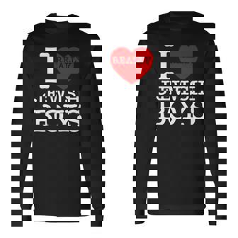 I Heart Love Jewish Boys Hebrew Judaica Red Valentines Day Long Sleeve T-Shirt - Monsterry
