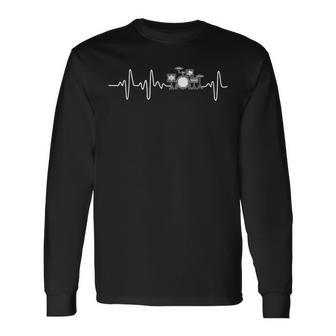 Heartbeat Ecg Drum Kit For Drummer Music Langarmshirts - Geschenkecke