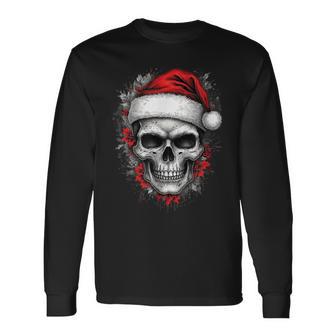 Heavy Xmas Skull With Santa Hat Ugly Hohoho Ho Langarmshirts - Geschenkecke