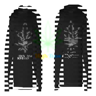 High Time Happy 420 Day Cannabis Weed Marijuana Leaf THC Long Sleeve T-Shirt - Monsterry