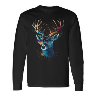 Hirsch Sonnenbrille Jagd Jäger Naturfan Wald Wandern Langarmshirts - Geschenkecke