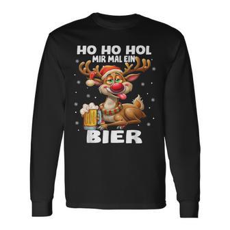 Ho Ho Hol Mir Mal Ein Bier Reindeer Saying Christmas Langarmshirts - Geschenkecke