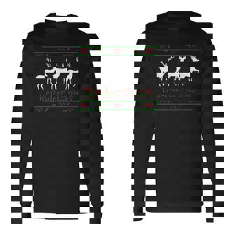 Holiday Reindeer Games Holly And Candy Canes Tee Shirt Long Sleeve T-Shirt - Monsterry