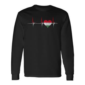 Hungary Heart Ungare Heartbeat Ecg Pulse Hungarian Hungary S Langarmshirts - Geschenkecke