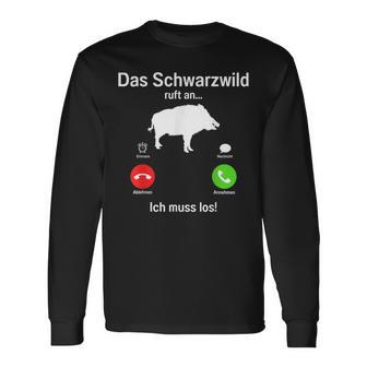 Hunter Wild Boar With Deer And Hunting Ticket Forester Langarmshirts - Geschenkecke