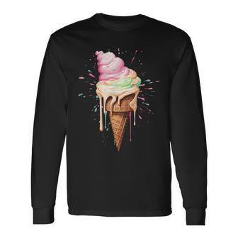 Ice Cream Melting Ice Cream Cone In Pastel Colours Langarmshirts - Geschenkecke