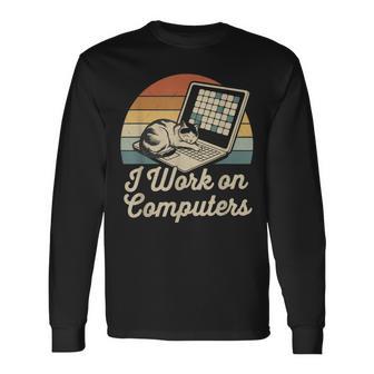 Ich Arbeite Am Computer Cat Kitty Kitten Cat Meme Langarmshirts - Geschenkecke