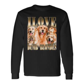 Ich Liebe Dumme Blondinen Lustiger Meme-Hundeliebhaber Langarmshirts - Geschenkecke