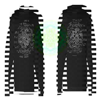 Irish Blessing Celtic Knot & 4-Leaf Clover Luck Long Sleeve T-Shirt | Mazezy