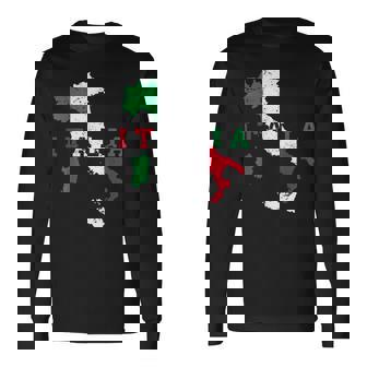 Italy Italian Map Flag Pride Heritage Italia Italians Long Sleeve T-Shirt - Monsterry