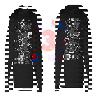 It's My 3Rd Birthday Spider Theme Party Boys 3 Years Old Long Sleeve T-Shirt - Thegiftio