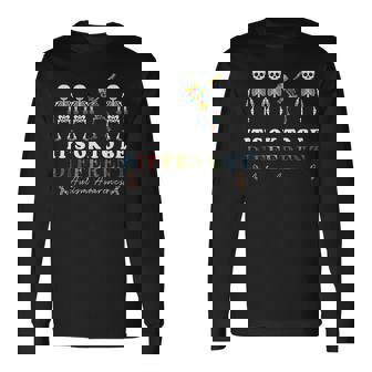 It's Ok To Be Different Autism Awareness Dabbing Skeleton Long Sleeve T-Shirt - Thegiftio UK