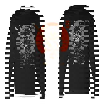 Japanese Samurai Cat Kawaii Ninja Cat Long Sleeve T-Shirt - Thegiftio