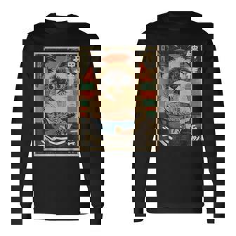 Kawaii Siamese Cat Eating Ramen Noodles Anime Ns Long Sleeve T-Shirt - Monsterry