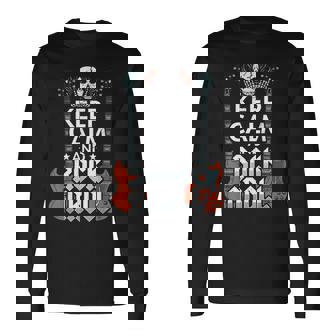 Keep Calm And Rock N Roll Heavy Metal Crâne Guitare T-shirt à manches longues - Cadeauxyz