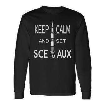 Keep Calm And Set Sce With Saturn For Rocket Science On Aux Langarmshirts - Geschenkecke