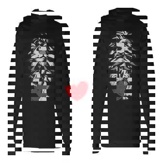 Kids Lion Heart Valentines Day Cute Animal Love Boys Long Sleeve T-Shirt - Monsterry