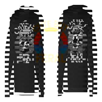 Kids Racoon Tee Cute But Feral Humor Teen Toddler Boy Long Sleeve T-Shirt - Monsterry