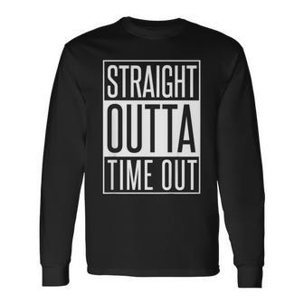 Kids Straight Outta Time Out Parody Long Sleeve T-Shirt - Monsterry