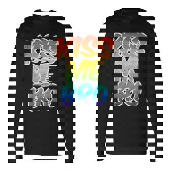Kiss Me Bro LGBT-Q Rainbow Gay Pride Equality Men Long Sleeve T-Shirt - Monsterry