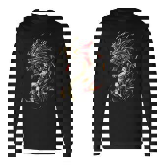Knucker Dragon Motif Obra De Arte Mítica Knucker Dragon Camiseta de manga larga - Regaloses
