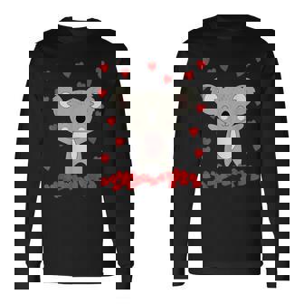 Koala With Hearts Valentines Day Love Cute Animal Long Sleeve T-Shirt - Monsterry