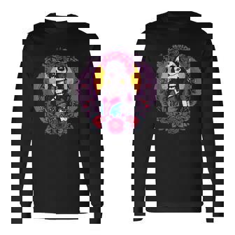 La Catrina Skull Dia De Los Muertos Long Sleeve T-Shirt | Mazezy