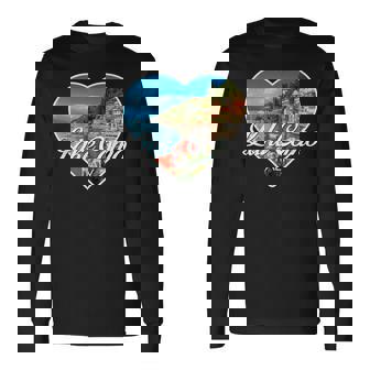 Lake Como Landscape Inside A Heart Silhouette Italy Travel Long Sleeve T-Shirt | Mazezy
