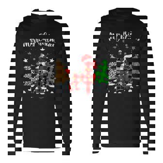Leopard Buffalo Plaid Matching Toy Poodle Christmas Pajama Premium Long Sleeve T-Shirt - Monsterry