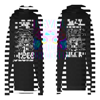 Level 10 Unlocked Video Gamer Geek 10Th Birthday Long Sleeve T-Shirt - Seseable
