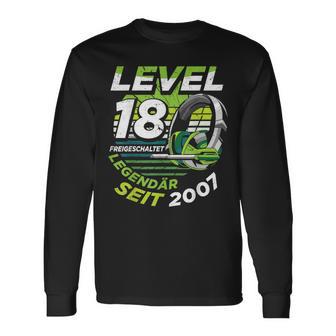 Level 18 Birthday Boy Gamer Man Decoration Age 2007 Langarmshirts - Geschenkecke